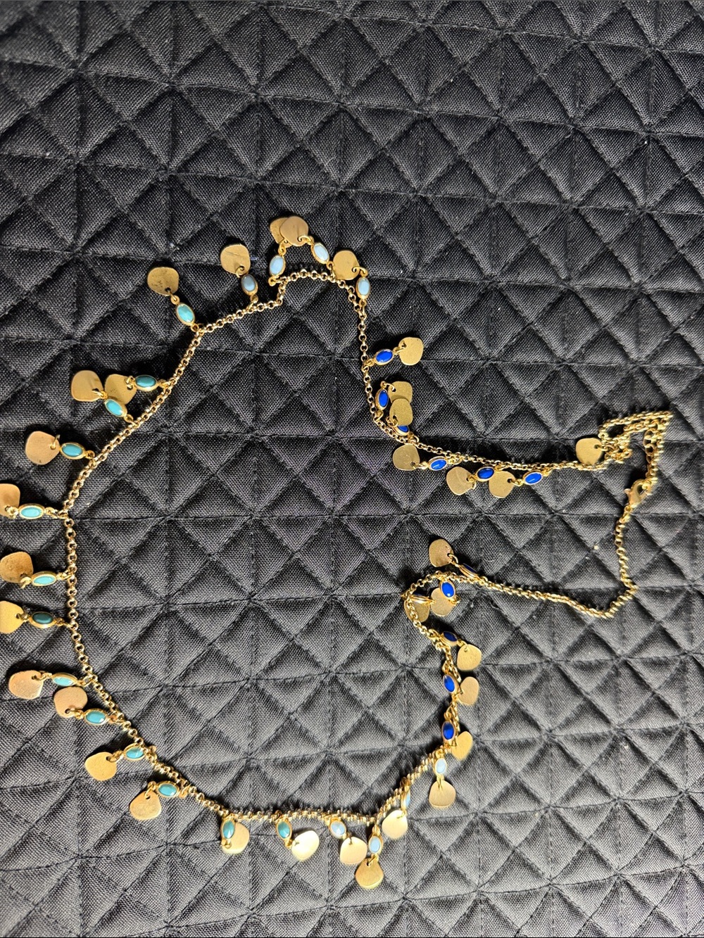 J. Crew Gold Drop Necklace with Blue and Turquoise Accents